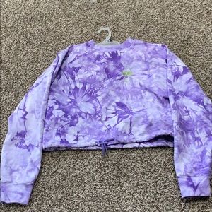 Tie dye sweater with green little mushroom